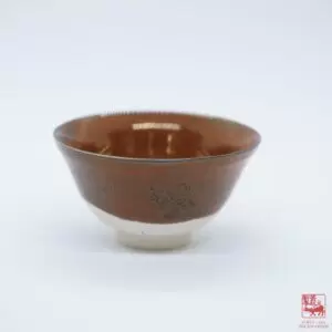 Tenmoku Copper Rust Red-White Tea Bowl, 100ml