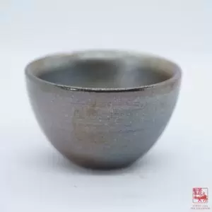 Wood Fired Copper Silver Glazed Teacup, 80ml
